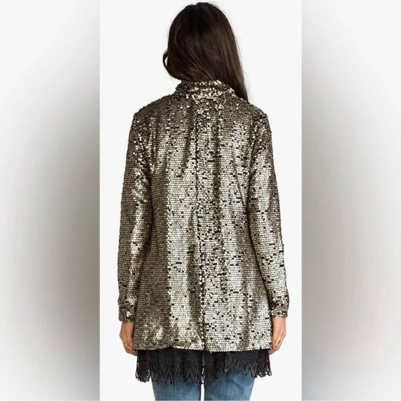 Free People Stardust Lace Tarnished Sequin Boho Jacket Women’s Size M